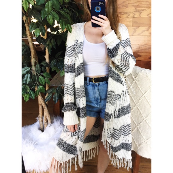 striped longline cardigan